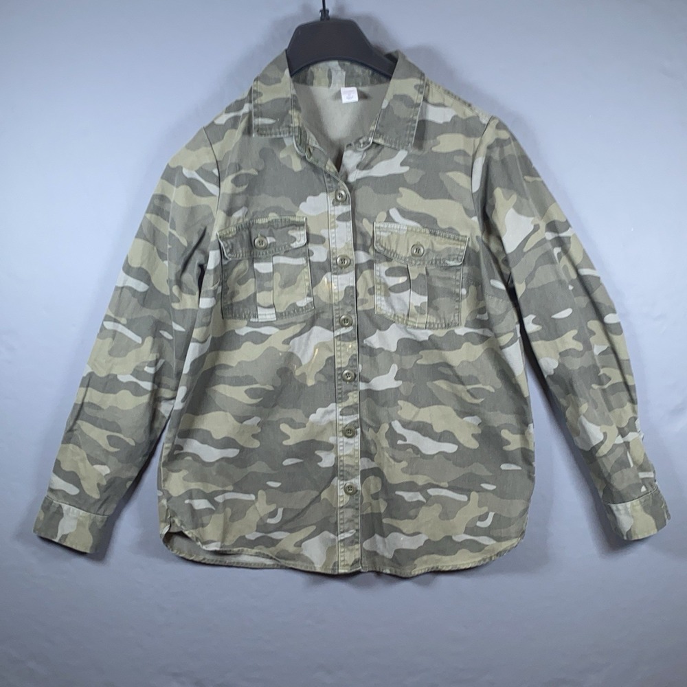 Camo Field Jacket Old Navy Size Medium Green Camouflage Button up